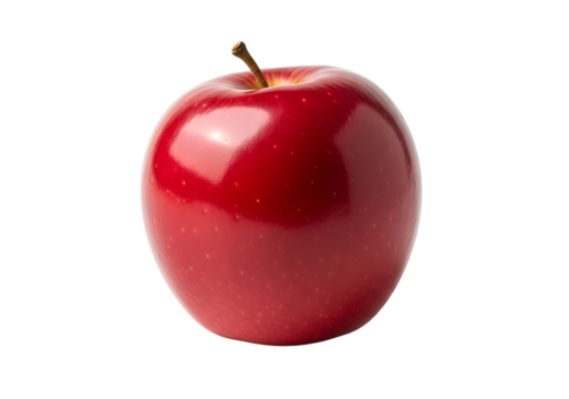 A glossy, vibrant red  is prominently featured against a stark black background.