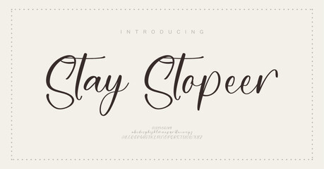 Stay stopeer Hand drawn vector alphabet. Modern monoline signature script font. Elegant Signature Font. Best Alphabet Beautiful Calligraphy Signature Font lettering handwritten

