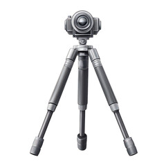 Camera tripod with three legs and a camera on top