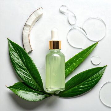 Natural skincare serum with coconut and aloe vera