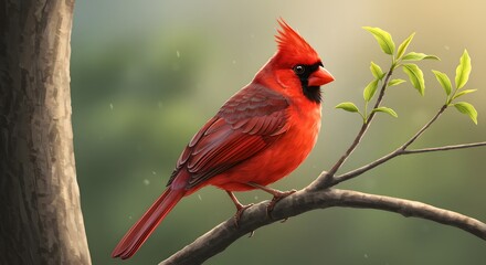 Vibrant Northern Cardinal Perched on a Branch