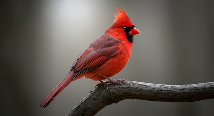 Close-up of a vibrant Northern Cardinal perched on a branch.