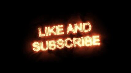 Likes and Subscribe animated intro and outro. Fire effect and smoke smooth looped motion on transparent background - Powered by Adobe