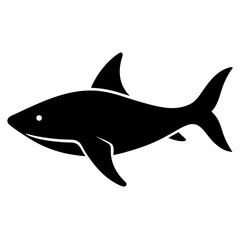 Fototapeta premium Black silhouette of a dusky shark in a clean iconic style