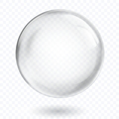 Translucent gray sphere with highlights and soft shadow on transparent background, vector illustration for design projects and creating creative works.