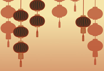  Illustration for Asian-style lantern background