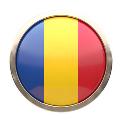 Fototapeta premium Round Emblem With Romanian Flag Colors And Silver Border circle isolated on a transparent background