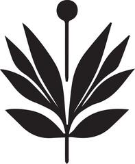 Black Minimalist Flower Silhouettes Icons