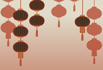  Illustration for Asian-style lantern background