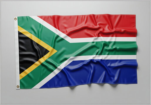 Vibrant South African Flag Waving Proudly in the Breeze Symbol of Unity and Diversity - Powered by Adobe