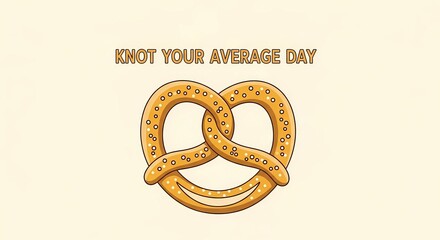 Playful pretzel design with humorous text for food-themed posters or cards