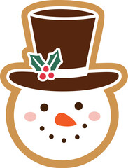 Christmas Gingerbread Snowman Head Cookie Flat Stock Vector  Illustration.
Holiday Gingerbread Snowman clipart.
Transparent background.