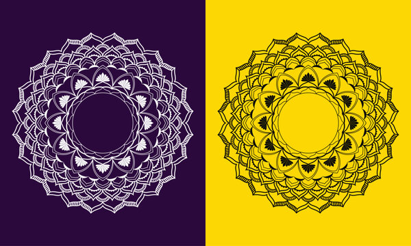 Mandala design black & white floral circular pattern for print & digital art