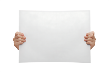 Two Hands Holding A Blank White Paper Sheet With Transparent Background graphic design isolated on a transparent background