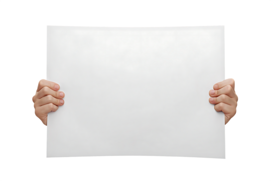 Two Hands Holding A Blank White Paper Sheet With Transparent Background graphic design isolated on a transparent background