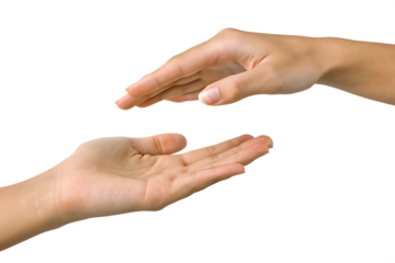 Two Hands Reaching Towards Each Other On Background graphic design isolated on a transparent background