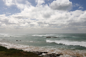 cloudy blue sky over indian ocean at port elizabeth