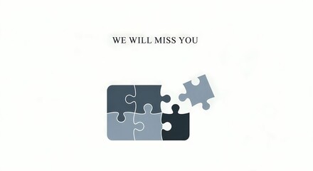Farewell puzzle concept with missing piece for goodbye message or retirement card design
