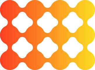 Gradient circles interconnected in a modular geometric structure forming a rectangular lattice.