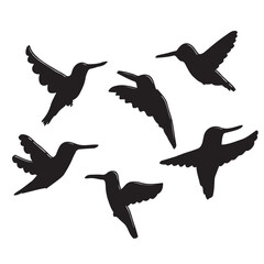 Obraz premium Doodle hummingbirds silhouette pattern. Perfect for T-shirt, poster, greeting card and print. Hand drawnvector illustration for decor and design