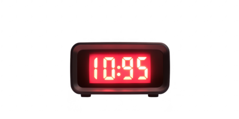Digital clock showing time on display on transparent png background