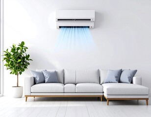 Modern living room with air conditioner