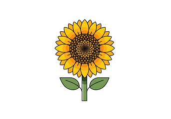 Naklejka premium A vibrant sunflower design features intricate details and a warm color palette against a bold black backdrop.