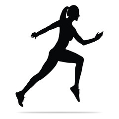 Vector girl Sprinting Icon black 027.eps