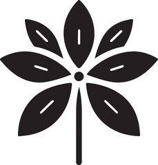 Black Minimalist Flower Silhouettes Icons