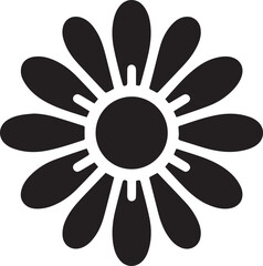 Black Minimalist Flower Silhouettes Icons