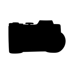 Black and white silhouette of a classic film camera body design