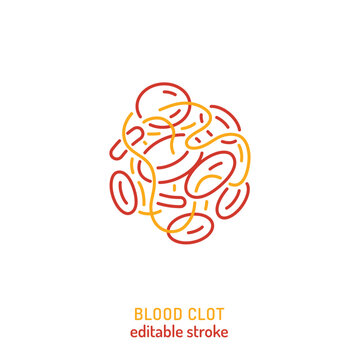 Blood clot icon. Editable vector illustration of vascular blockage with platelets.