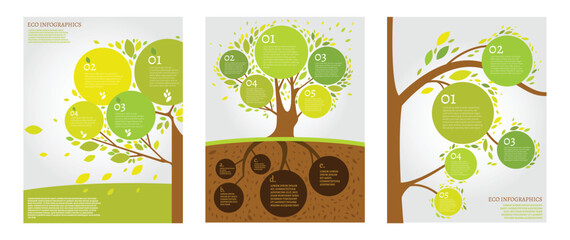 Beautiful bio infographics with trees and branches.