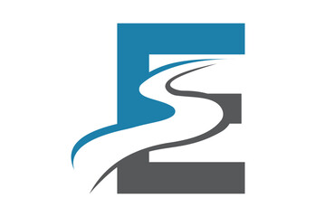Initial Letter E with backspace S or pathway Logo design vector template