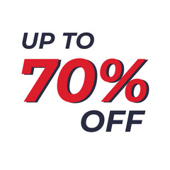 Up to 70 Percent Off Advertising offer sticker banner.