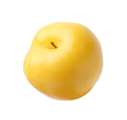 One yellow cherry plum isolated on white