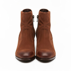 Pair of classic brown leather ankle boots for men fashion.