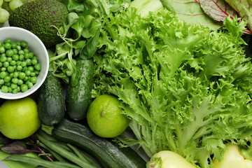 Superfood. Healthy food products as background, top view
