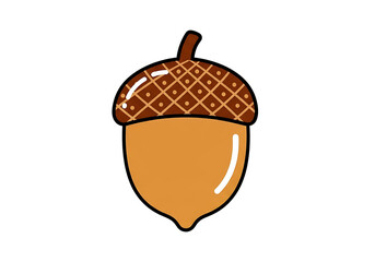 A simple, cartoon-style illustration of an acorn against a black background.