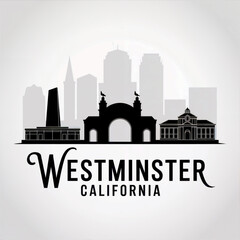 Fototapeta premium Westminster, California Skyline Silhouette — Cultural Hub of Little Saigon Vector Illustration