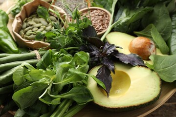 Superfood. Healthy food products on table, closeup