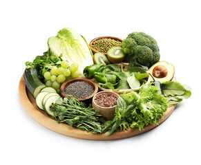 Superfood. Different healthy products isolated on white