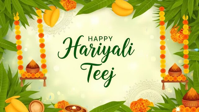 Celebratory Hariyali Teej festival with traditional decor and rituals