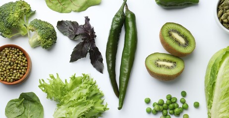 Superfood. Different healthy products on white background, flat lay