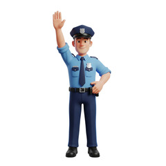 Professional 3D Policeman Cartoon Character Artwork in Full Police Outfit for Designers