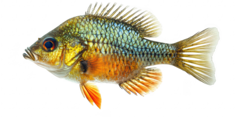 Colorful fish detailed image on transparent png background