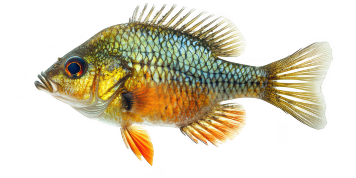 Colorful fish detailed image on transparent png background