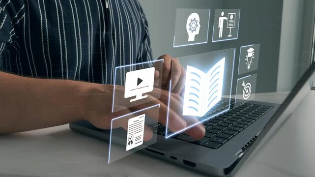 E-learning education.Internet lessons and online.Innovative e-learning solutions empower online education, offering engaging digital courses, personalized learning paths, global access to knowledge. - Powered by Adobe