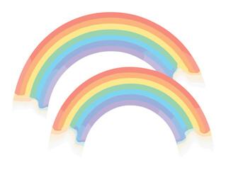 Colorful double rainbow against blurred background with radiant glow