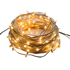 String of Fairy Lights Coiled with Power Switch Isolated on White